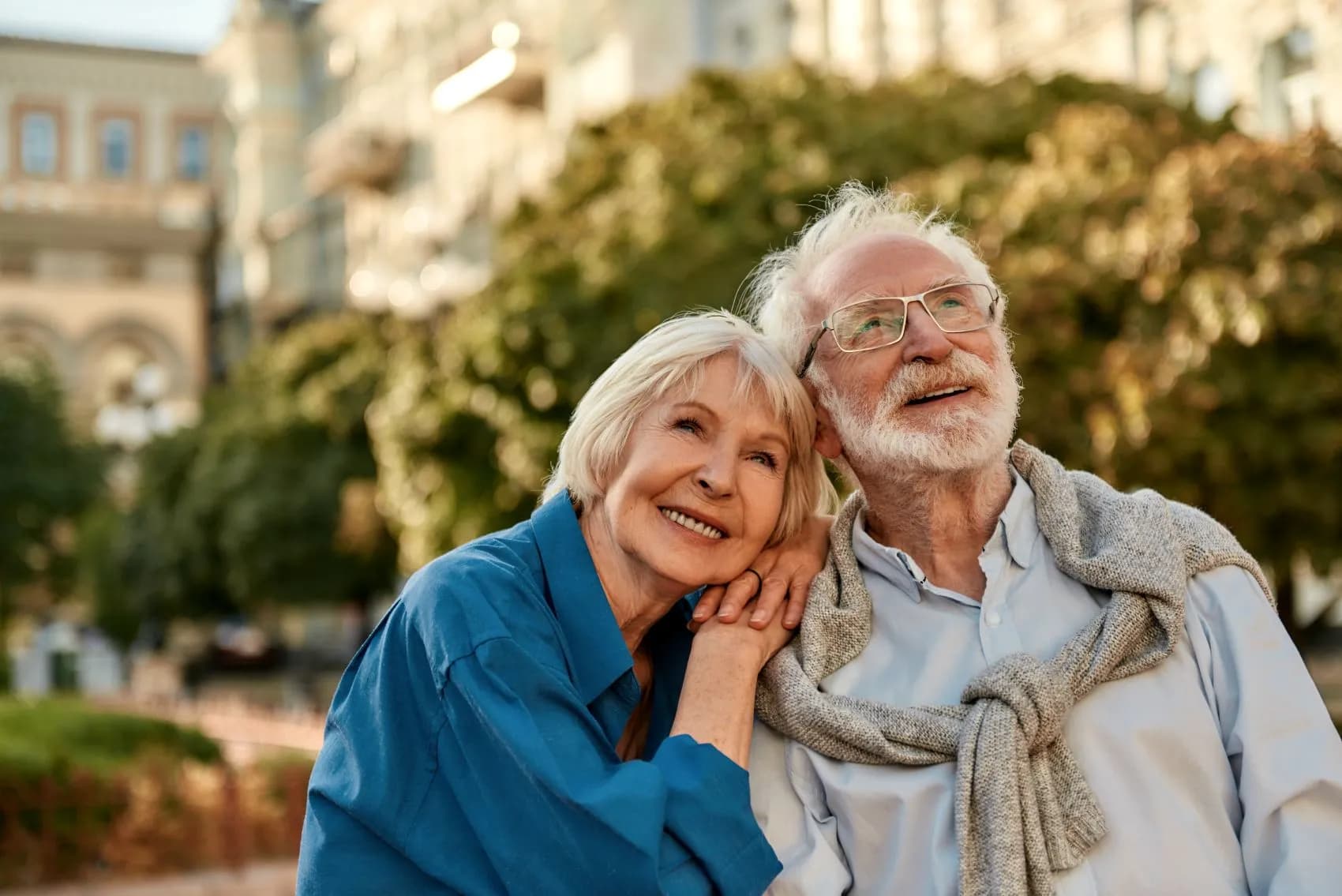 Happy senior couple enjoying time together outdoors